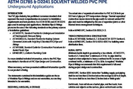 ASTM D1785 & D2241 Solvent Welded PVC Pipe - Underground Installation Guide