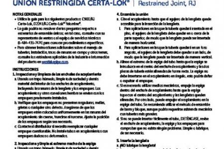 Unión Restringida Certa-Lok® (Spanish Installation Guide)