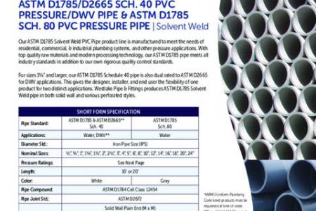 ASTM D1785/D2665 Sch. 40 PVC Pressure/DWV Pipe and ASTM D1785 Sch. 80 PVC Pressure Pipe