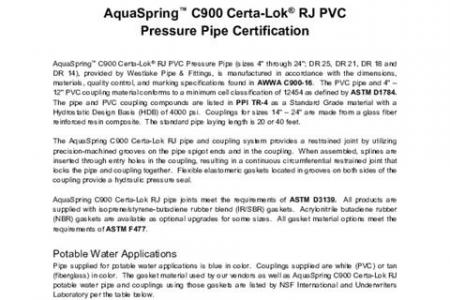 AquaSpring™ C900 Certa-Lok® RJ PVC Pressure Pipe Certification